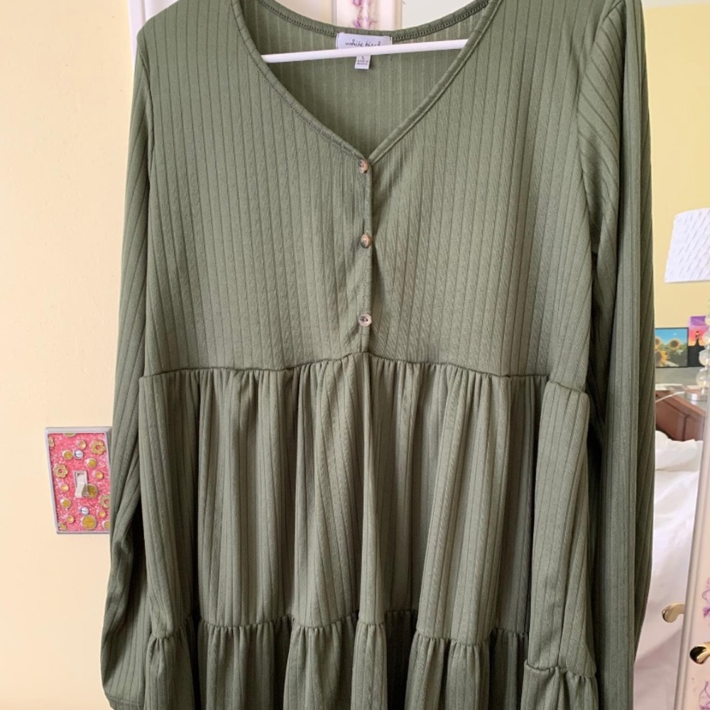 Olive Green Tiered Dress